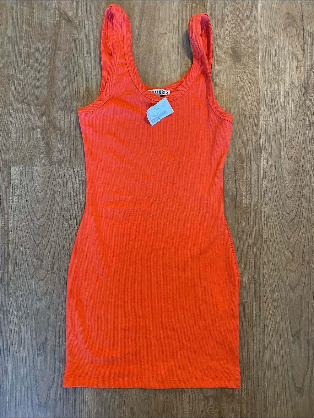 Signature8 Coral-Red Ribbed dress, Scoop Neck